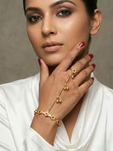 Gold Plated Pink Floral Ghungroo Haathphool