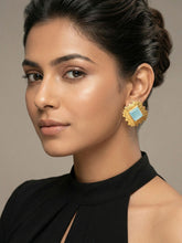 Elegant Sky BlueGold-Plated Stud Earrings