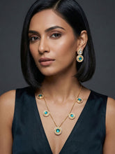 Sky Blue and Kundan Studs with Meenakari work Necklace Earring Set