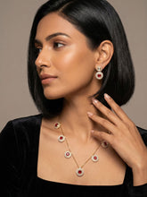 Ruby Red and Kundan Studs with Meenakari work Necklace Earring Set