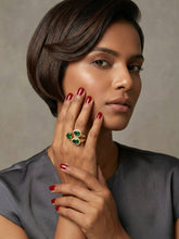 Fancy CZ and Green Emerald Solitaire Cocktail Ring (6)