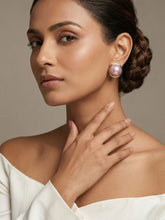 Classic Lavender Colour Minimal Pearl Stud Earrings