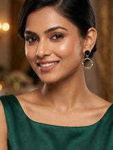 Chic Black and Gold Polish Fancy Drop Earrings