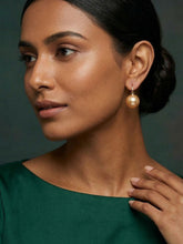 Gold Plated Bright Cream Pearl Stud Earrings