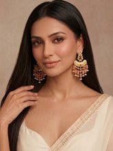 Matte Gold Orange Meenakari Kundan CZ Artisan Earrings