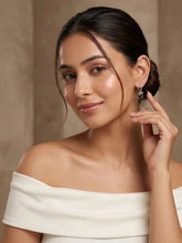 Gold Plated Black Stone Artisan Statement Earrings