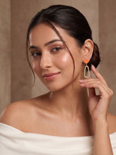 Gold Plated Orange Stone CZ Dangler Earrings