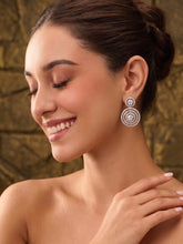 AD Silver Plated Zircon Circular Drop Earrings for Women & Girls