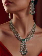 Dazzling Emerald Green Multi-Layer American Diamond Jewellery Set for Women