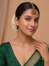 Antique 24k Gold Plated Laxmi Design Maang Tikka with Pearl Beads