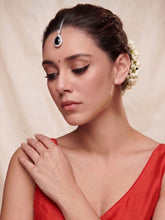 Silver Plated Black Cubic Zirconia Studded Drop Handcrafted Maang Tikka