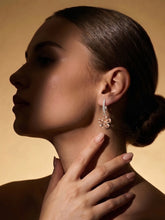 Silver Plated Champagne American Diamond Floral Drop Earrings