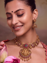Gold Plated Temple Goddess Pendant Necklace Set