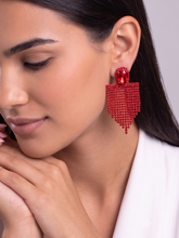 Red Crystal Fringe Drop Earrings