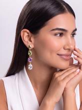 Gold Plated Multicolor Stone Drop Earrings