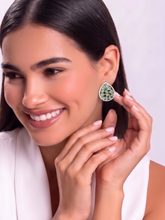 Green Teardrop Crystal Halo Stud Earrings