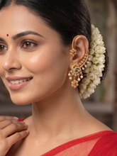 Gold Plated Peacock Ear Cuff Earrings with Pearls