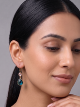 Blue Teardrop Crystal Drop Earrings Gold Plated Statement Jewellery
