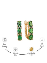 Green Crystal Huggie Hoop Earrings Gold Plated Statement Jewellery
