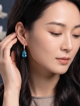 Aqua Blue Teardrop Crystal Drop Earrings Gold Plated Statement Jewellery