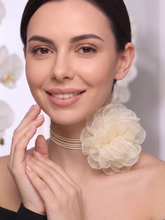 Cream Fabric Floral Wrap Choker Necklace Statement Jewellery