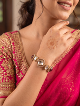 Red Kundan Gold Plated Statement Bracelet Jewellery
