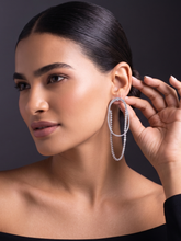 Silver Plated Crystal Interlocking Hoop Drop Earrings Statement Jewellery