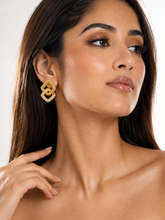 Gold Plated Pearl Geometric Stud Earrings