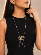 Silver Plated Dual Tone Tribal Statement Long Necklace