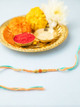 Rudraksha Rakhi with Multicolor Thread & Golden Beads
