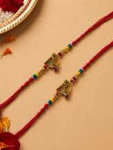 Gold Plated Krishna Flute Bhaiya Bhabhi Rakhi Set