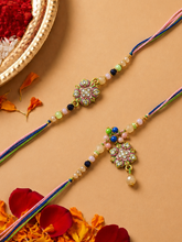 Multicolor Meenakari Kundan Bhaiya Bhabhi Rakhi Set