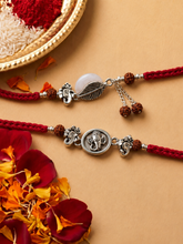 Silver Plated Ganesha Bhaiya Bhabhi Rakhi Set