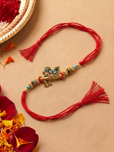Red Butterfly Stone Studded Rakhi