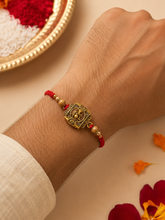 Red Ganesha Stone Studded Rakhi