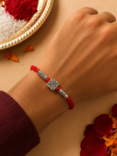 Red Silver Beaded Rakhi