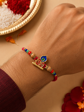 Red Om Stone Studded Rakhi