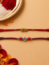 Red and Blue Designer Set of 2 Rakhis