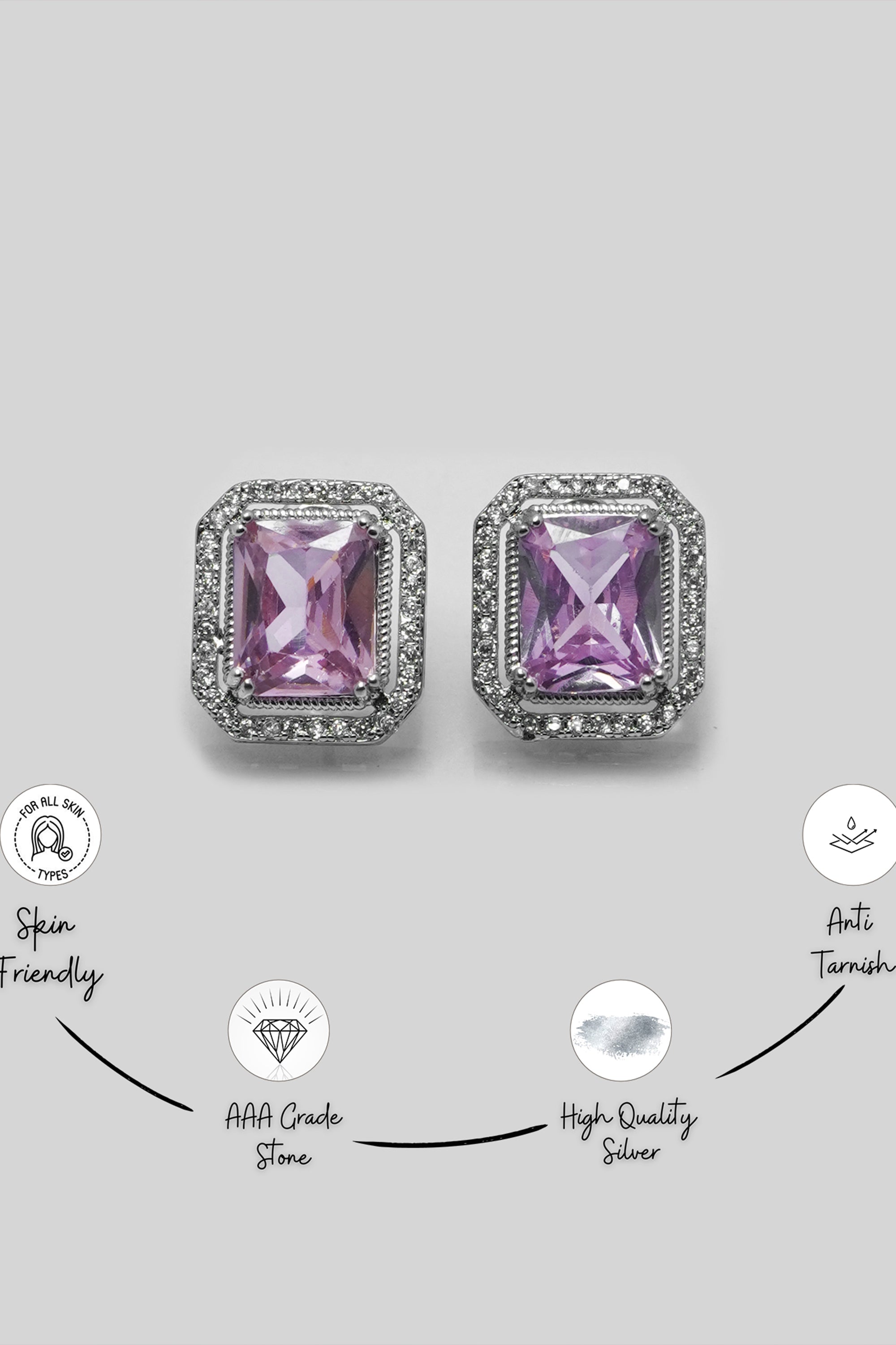 Cubic Zirconia Crystals Stud Earrings
