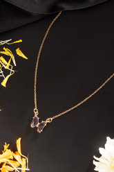 Pink Butterfly Pendant Necklace Chain