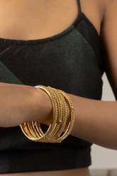 Ethnic 24K Gold Plated Pink Stone Bangles