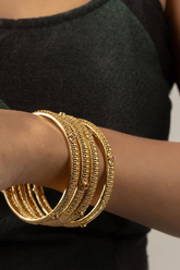 Ethnic 24K Gold Plated Pink Stone Bangles