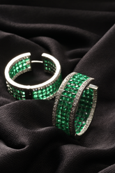 Fancy Green American Diamond Huggies Hoop Earrings