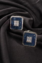 Ziana Dark Blue American Diamond Stud Earrings