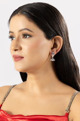 Dark Blue American Diamonds Jhumka Earring