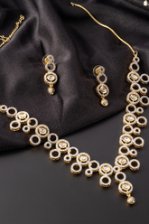 Fancy Gold Toned Kundan American Diamond Necklace Set