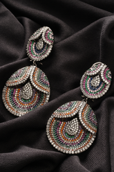 Multicolor Cubic Zirconia Statement Dangle Earrings