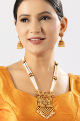 24K Gold Plated Long Maharani Haar Necklace Set