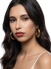Gold Plated Solitaire Gold Large-size Hoop Earrings