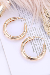 Gold Plated Solitaire Gold Large-size Hoop Earrings